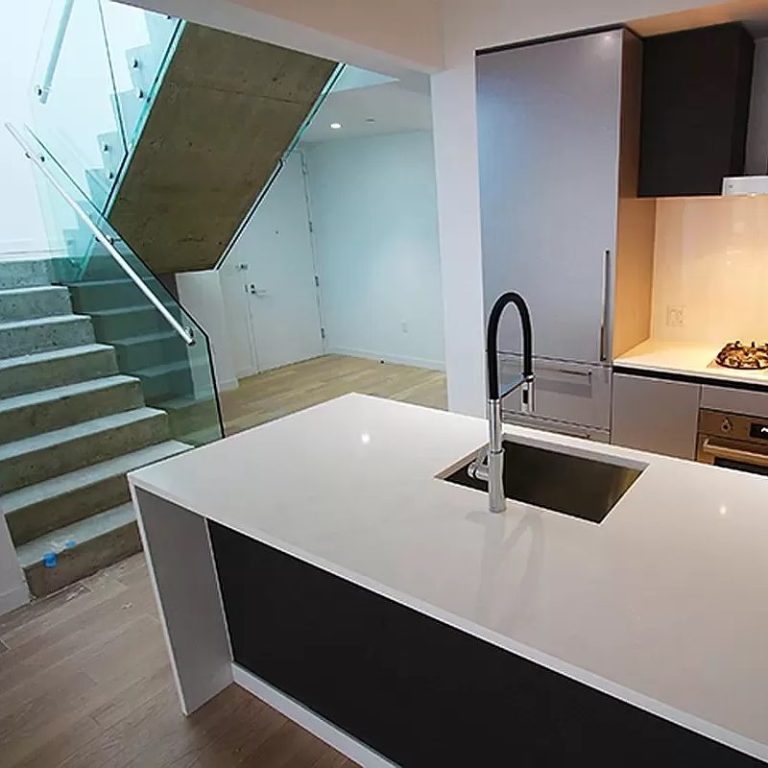 photo of the kitchen with the stairs to the terrace.
